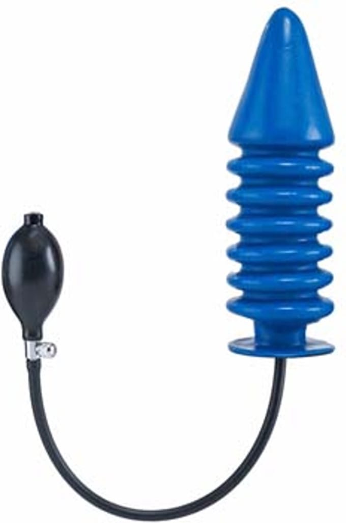 Opblaasbare geribbelde dildo harde kern - blauw xl