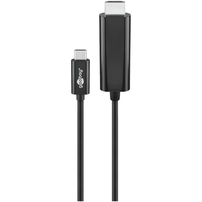 Goobay USB-C naar HDMI kabel, 1,8 m, zwart, 4K @ 60 Hz, 18 Gbit/s, USB 3.1