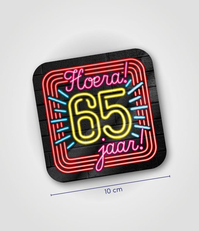 Neon glas onderzetters - Hoera 60 jaar - 6 stuks