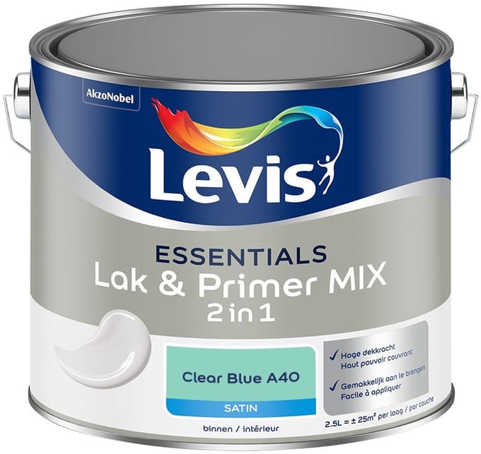 Levis - Essentials Lak & Primer Mix - Clear Blue A40 - Mengverf - 2,5 L