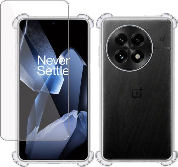 Hoesje + Screenprotector geschikt voor OnePlus 13 – Tempered Glass - Extreme Shock Case Transparant