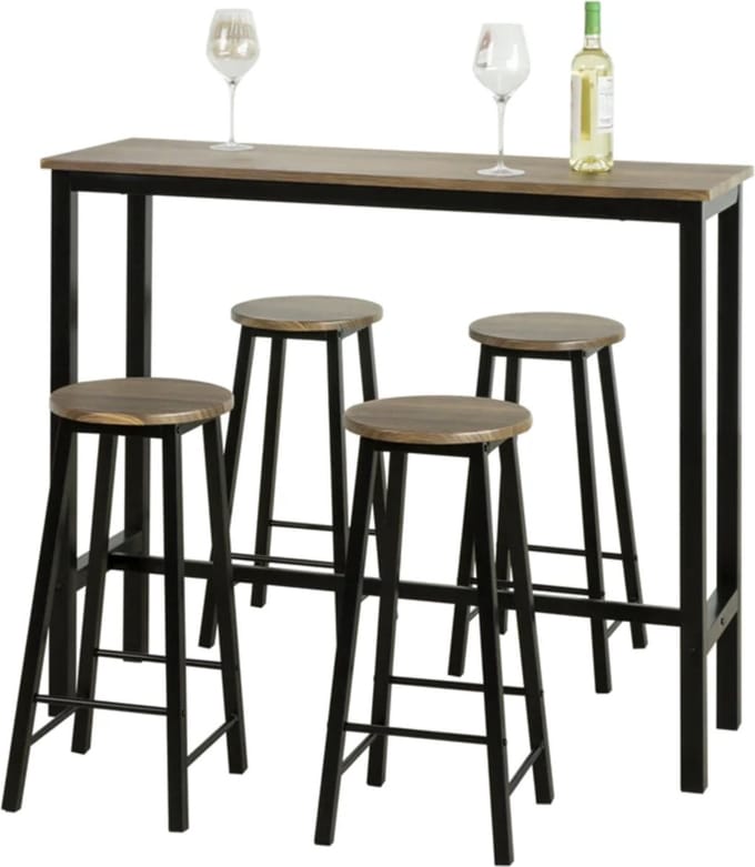 Simpletrade Bartafel - Met 4 stoelen - Hoge tafel - 120 x 100 x 40 cm