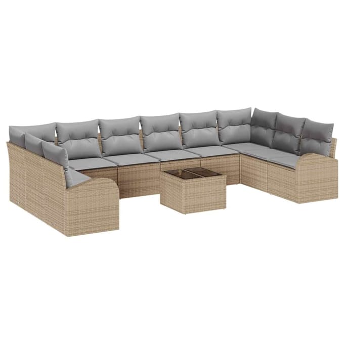 vidaXL Bankstel 11 st Beige [Synthetisch]: Polyrattan