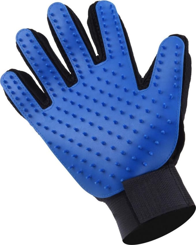 Pets Collection Borstelhandschoen - 23 X 1,5 Cm - Siliconen - Blauw - Haarborstel handschoen