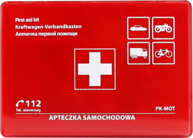AMiO EHBO-Doos Compacte Veiligheidsset voor Auto/Motor met Handige Bevestiging Rood