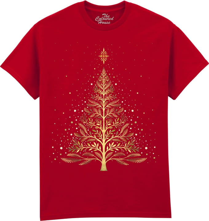 Kerstboom Christmas Night Glowing Tree The Coloured House T-shirt M