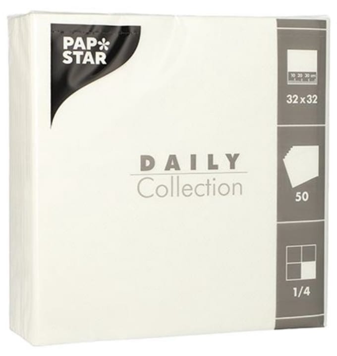 PAPSTAR lunchservetten, 320 x 320 mm, 3-laags, wit, 50 stuks