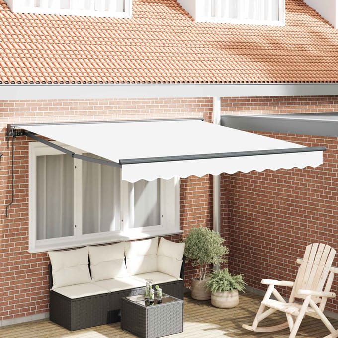 vidaXL - Zonnescherm - Frame - Wit - 300 - x - 250 - cm - Polyester - met - PU-coating