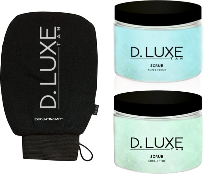 D.Luxe Tan 2x Olie-Vrije Scrub + Exfoliating Mitt