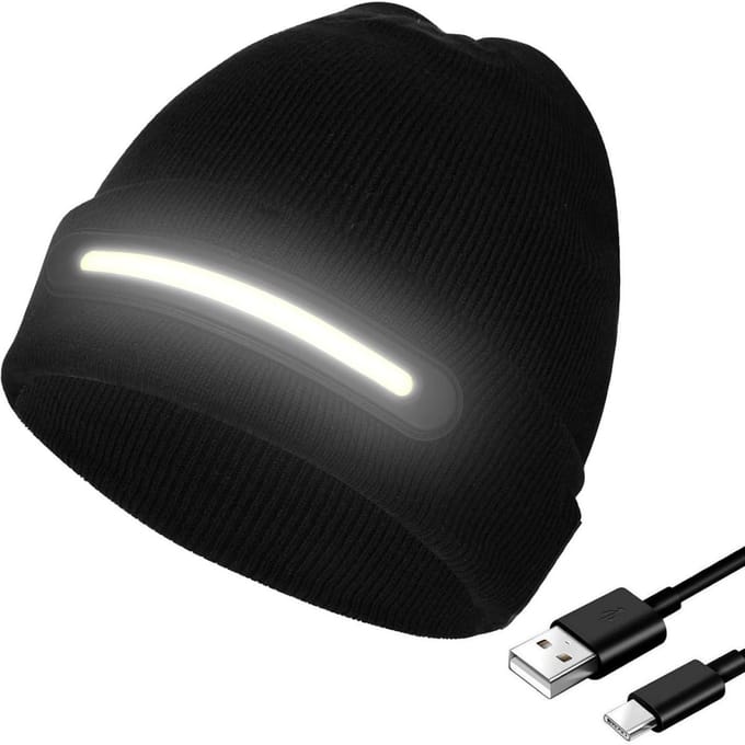 GELLDG LED-verlichte muts - USB oplaadbare hardloopmuts - Warme wintermuts met lamp - Muts met licht - Superheldere verlichting - Unisex