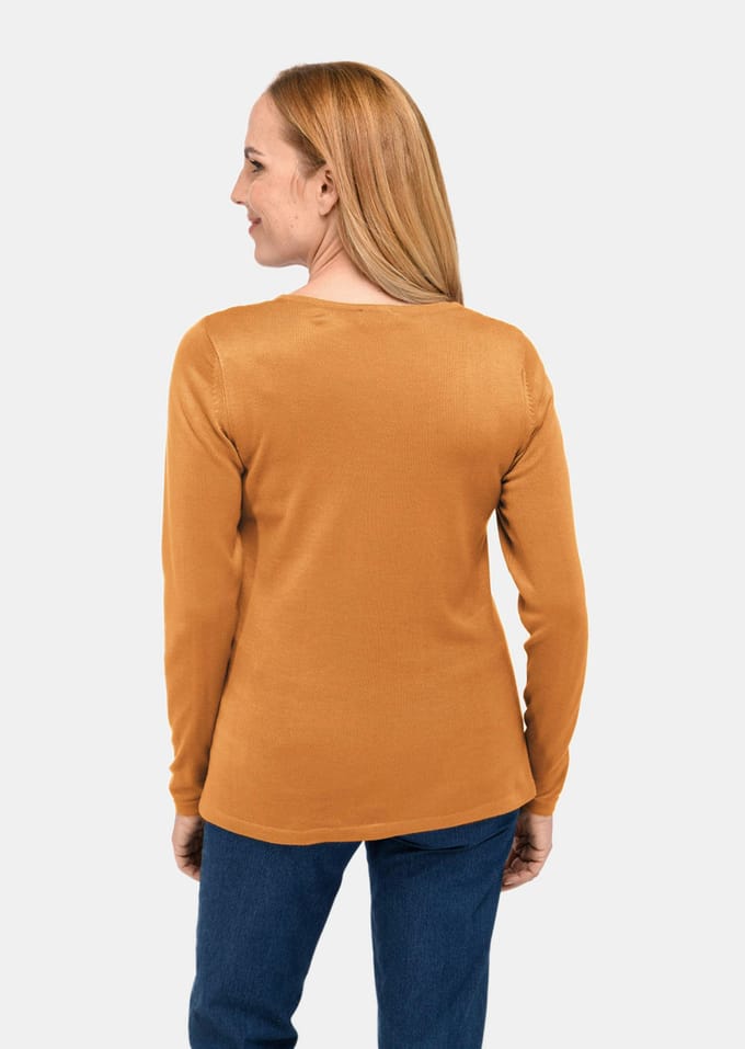 Ongecompliceerde pullover met een V-hals - honing - Gr. 44 van Goldner Fashion