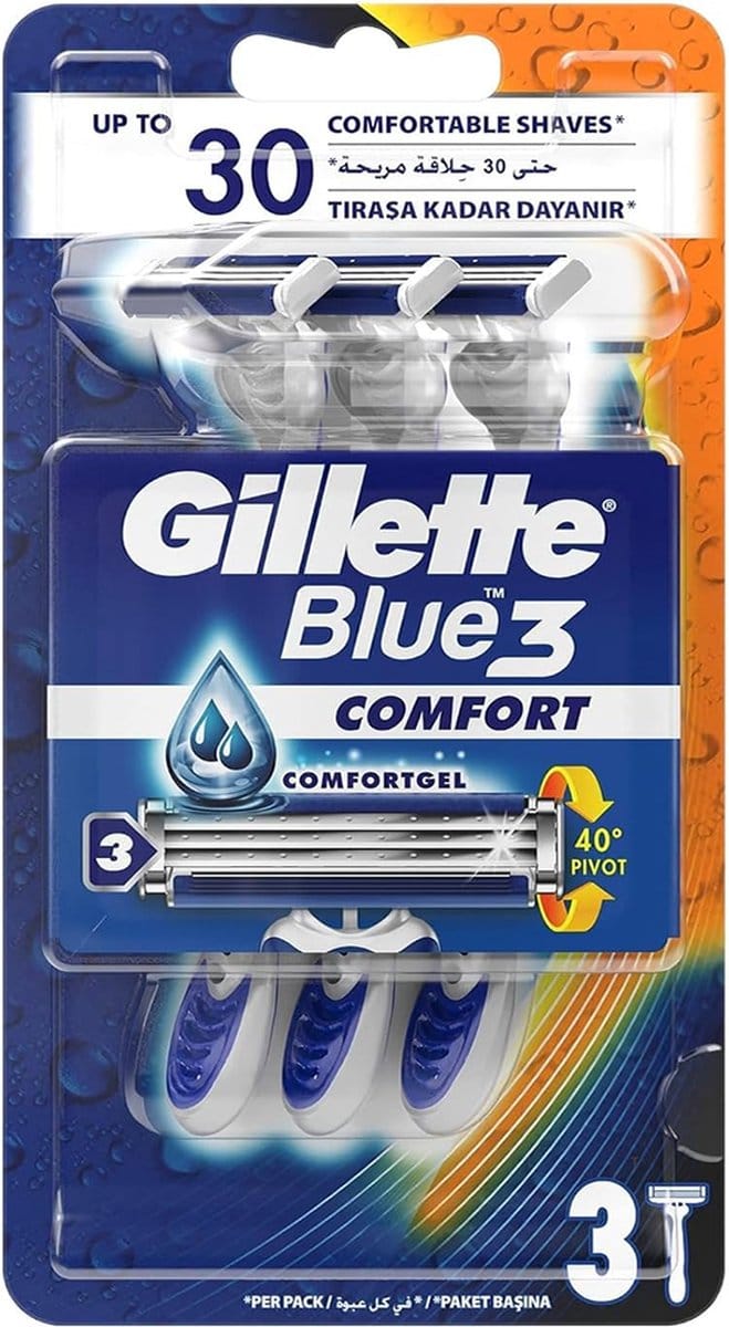 Gillette - Blue3 - Wegwerpscheermesjes met Comfort Gel - 3 Stuks