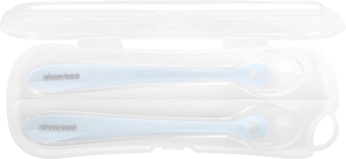 Kikkaboo Lepel Met Doosje Siliconen Blauw 2 Stuks