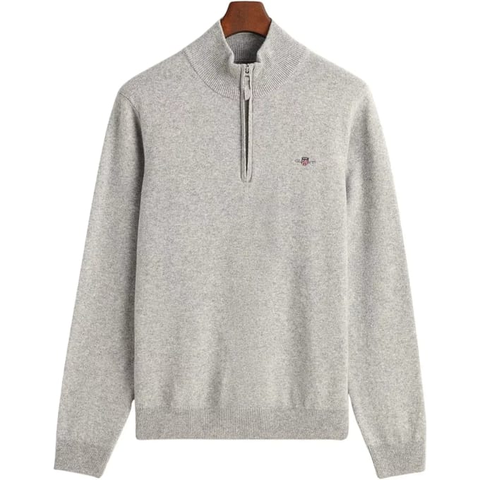 Trui GANT Men Superfine Lambswool Half Zip Grey Melange-XXL