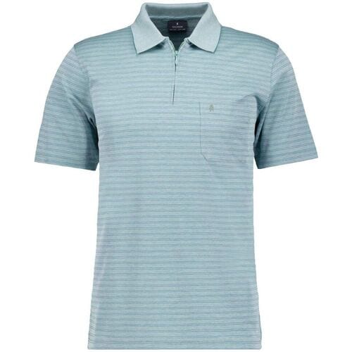 Ragman Polo Softknit Fine Duo Line Zip Collar Sage Green / male