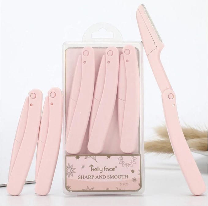 3 stuks wenkbrauw mesjes roze