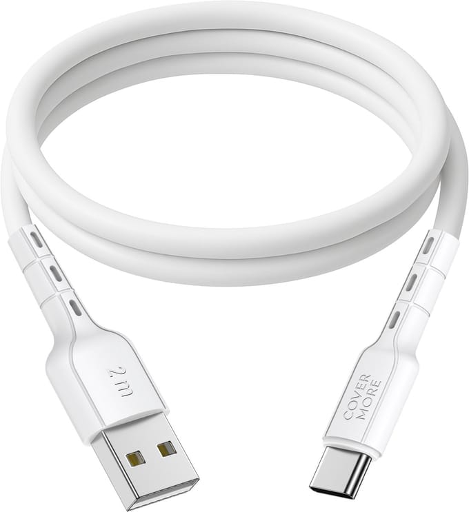 Usb kabel naar usb C - Usb A naar usb C - Oplaadkabel - Geschikt voor Samsung, tablet, ereader, telefoon - Oplader - 2 meter - Lang - Wit