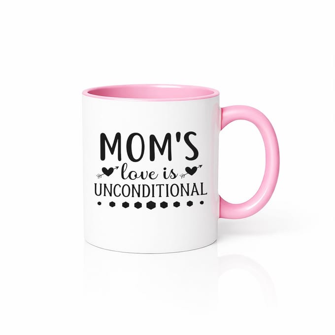 Mom's Love is Unconditional Keramische Mok - Emotioneel Moederdag Cadeau - Roze/Wit