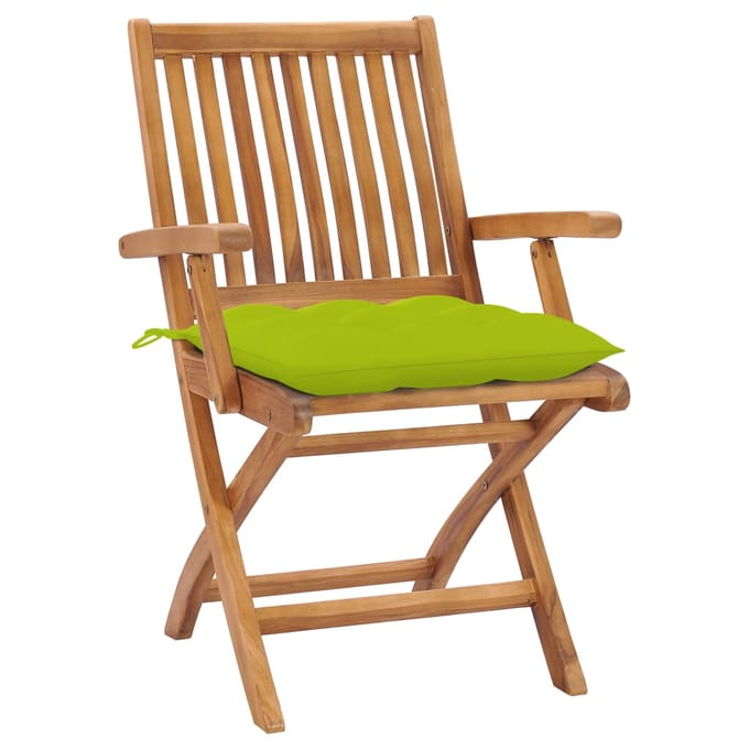 vidaXL - Inklapbare - stoelen - 2 - st - met - heldergroene - kussens