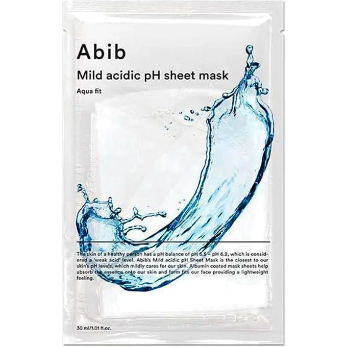 Abib, Masque de beauté en tissu au pH acide doux, Aqua Fit, 1 masque en tissu, 1,01 fl oz (30 ml) white