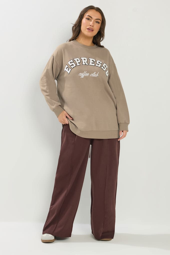 Yours 'Espresso'slogan Sweatshirt Size 44