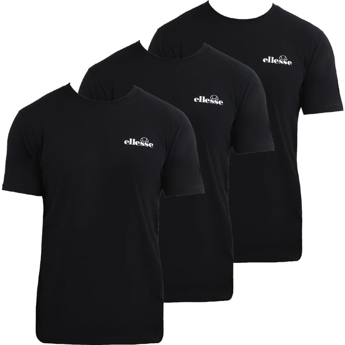 Ellesse Heren Azzini T-Shirt (Pak van 3) (Zwart)