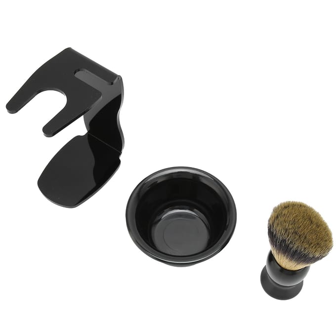 3-delige scheerkwastenset, baardscheerkwastkom, veiligheidsscheerstandaardset voor mannen black