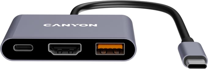 Canyon DS-4 3-in-1 USB-C-hub 4K HDMI, grijs USB hub - 3 - Grijs