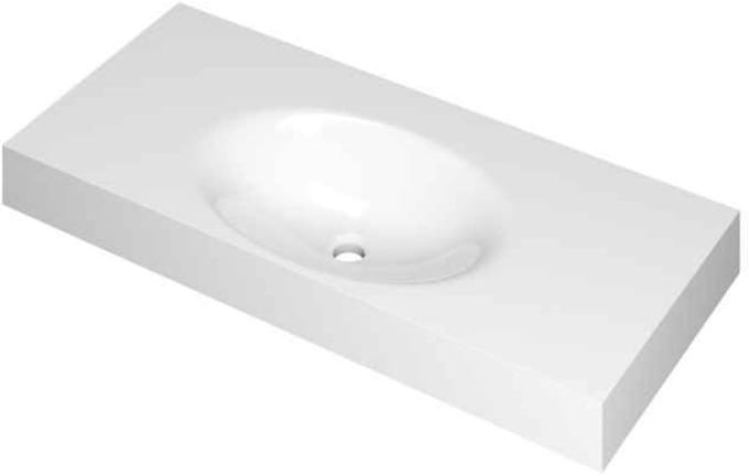 INK Smooth Wastafel Polystone Midden Zonder Kraangat - 1000x450x90 mm - Glans Wit