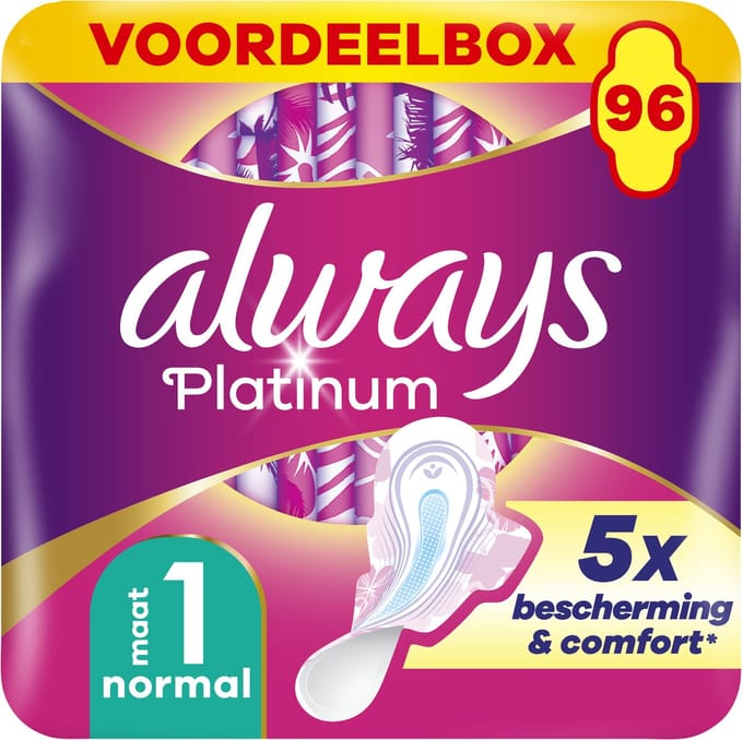 Always Platinum Normal - Maat 1 - Maandverband Met Vleugels - 96 stuks