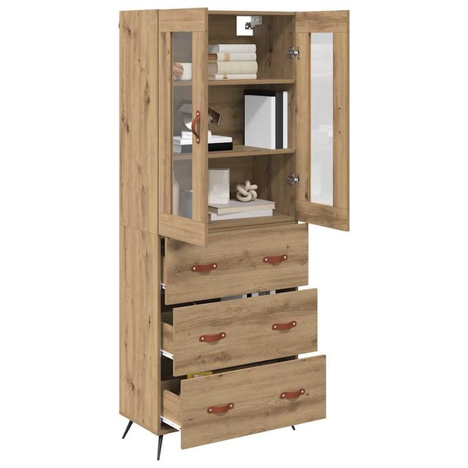 vidaXL - Hoge - kast - met - plank - 2 - st - Artisan - Eiken - 69,5 - x - 34 - x - 180 - cm
