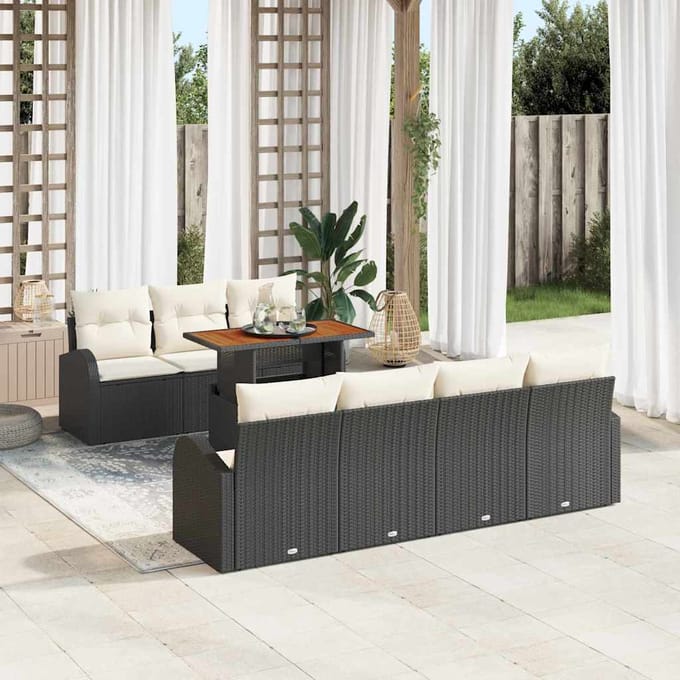 vidaXL - Tuinbank - Set - 8 - st - Zwart - en - crème