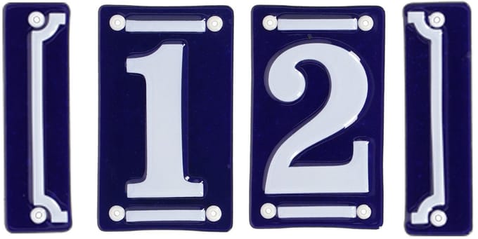 Best for Boots huisnummer 12 met sierrand - Oudhollands - emaille - blauw/wit