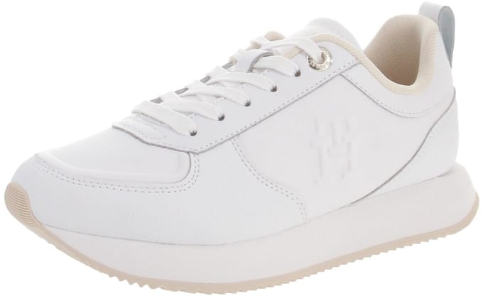 Tommy Hilfiger - Dames Sneakers Casual Leather Runner - Wit - Maat 37
