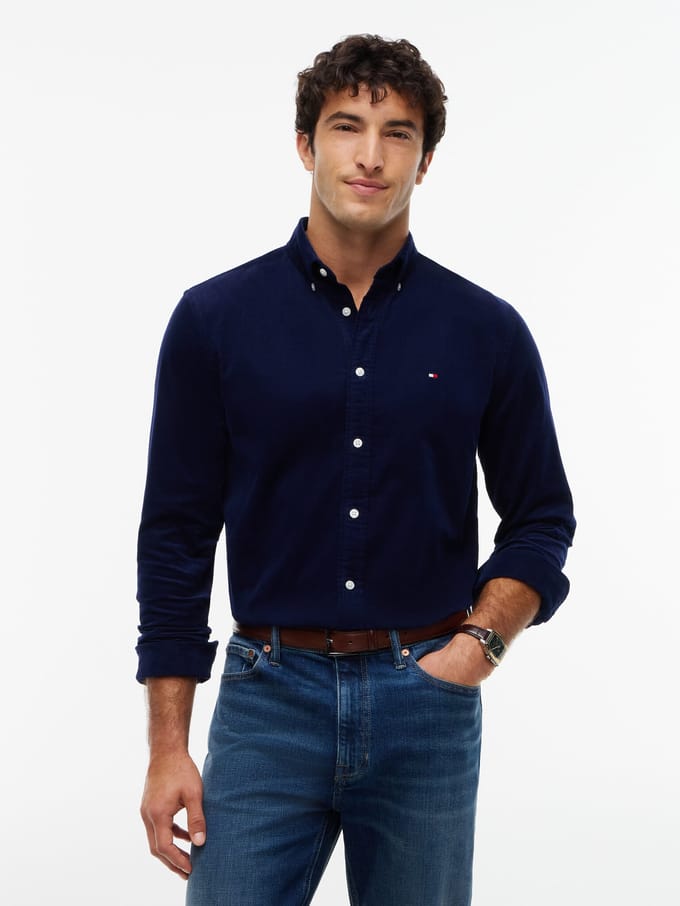 Tommy Hilfiger Tommy Hilfiger Overhemd Corfduroy Solid Regular Fit Navy  M