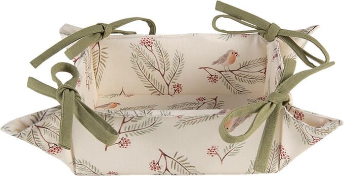 Clayre & Eef Broodmand 35x35x8 cm Beige Groen Katoen Dennentak