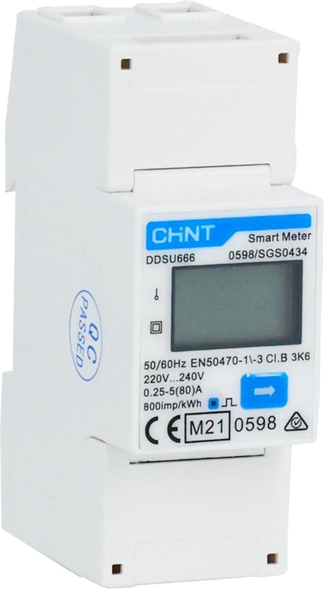 Chint elektriciteitsmeter - Chint kWh meter - 80A - 1-fase Modbus MID (DDSU666-230V-5/80A)