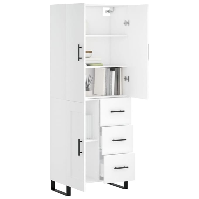 vidaXL - Hoge - kast - 69,5x34x180 - cm - bewerkt - hout - wit