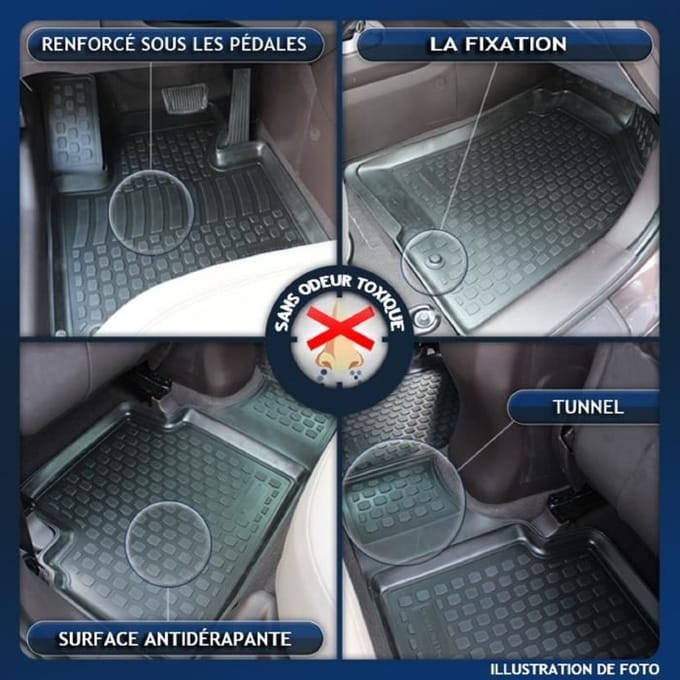Tapis de sol - 3D EXCLUSIVE - Citroën C4 Cactus - Caoutchouc - 4 pièces - Sur mesure