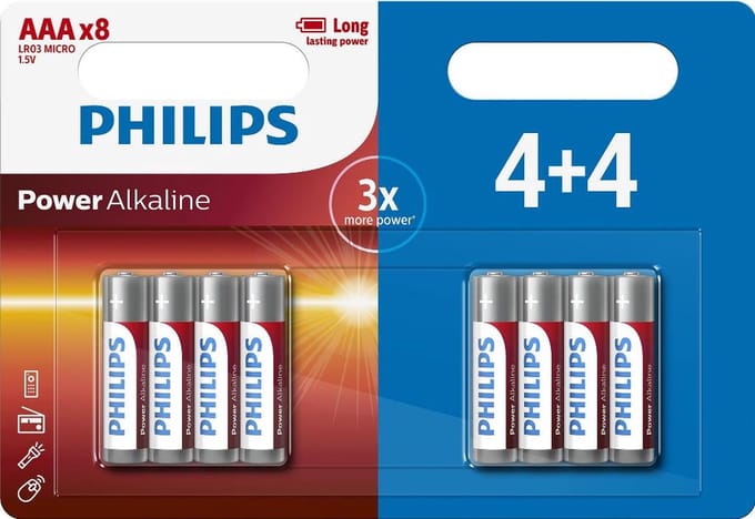 Philips AAA Power Alkaline Batterijen - 8 stuks