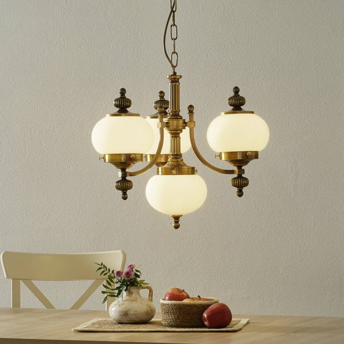 ORION Hanglamp Delia in oud messing, 4-lamps