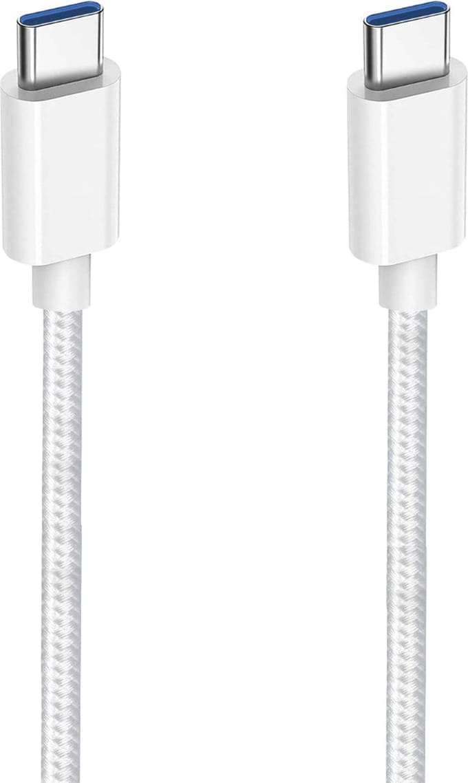 USB C naar USB C Kabel - 60W Snellader - Extra Sterk - 3 Meter - Wit