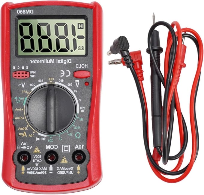 Digitale multimeter - Spanningsmeter - Elektrische metingen - Hoorbare zoemer - 1999 tellingen - Grijs