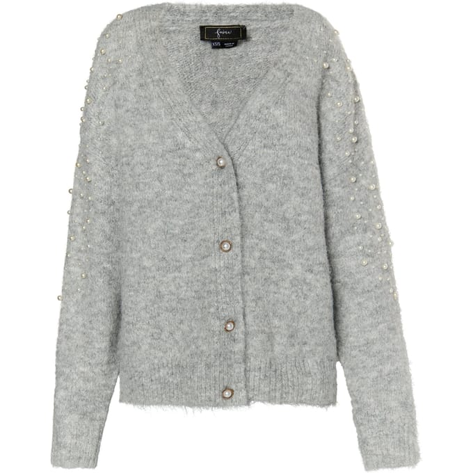 Faina Vest met parels Dames licht grijs melange
