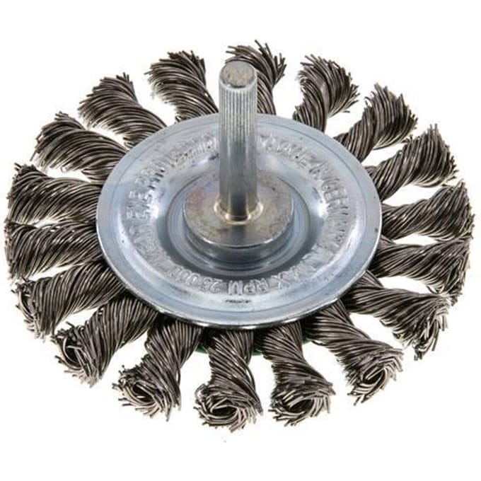 RVS Gegolfde Ronde Borstel Diameter 75 mm/ As 6 mm