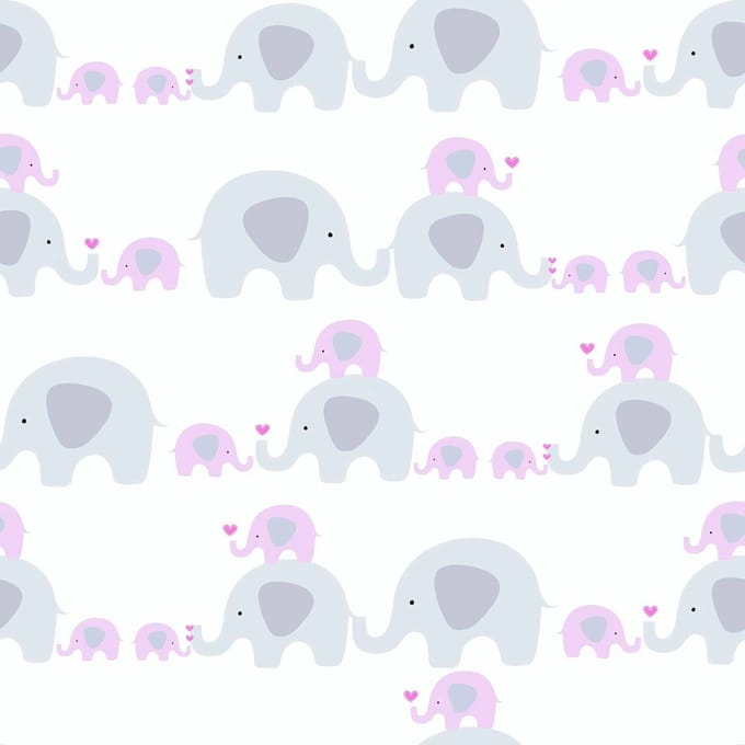 OLIFANTJES BEHANG | Kinderkamer - roze grijs wit - A.S. Création Little Love