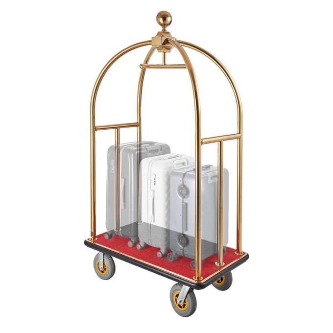 Chariot à bagages d'hôtel 1500 LBS Acier inoxydable Chariot de groom Montants incurvés