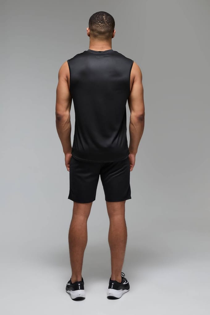 Man Active Regular Lightweight Essentials Gym Tank Top | Black | Size Medium