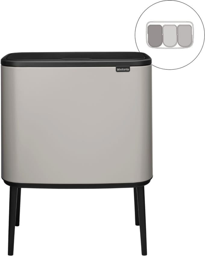 Brabantia Bo Touch Bin Prullenbak - 3 x 11 liter - Afvalscheiding - Soft Grey