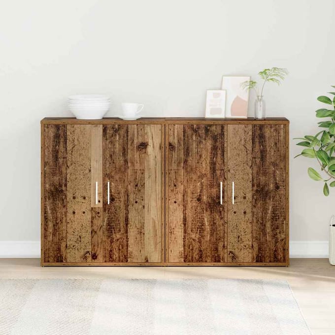 vidaXL - Dressoir - 2 - st - Oudhout - 60 - x - 31 - x - 70 - cm - Bewerkt - hout